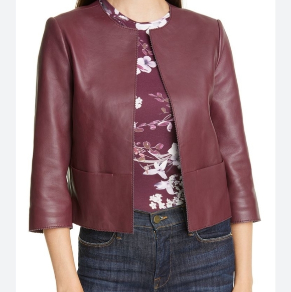 Ted Baker London Jackets & Blazers - Ted Baker Burgundy Leather Jacket